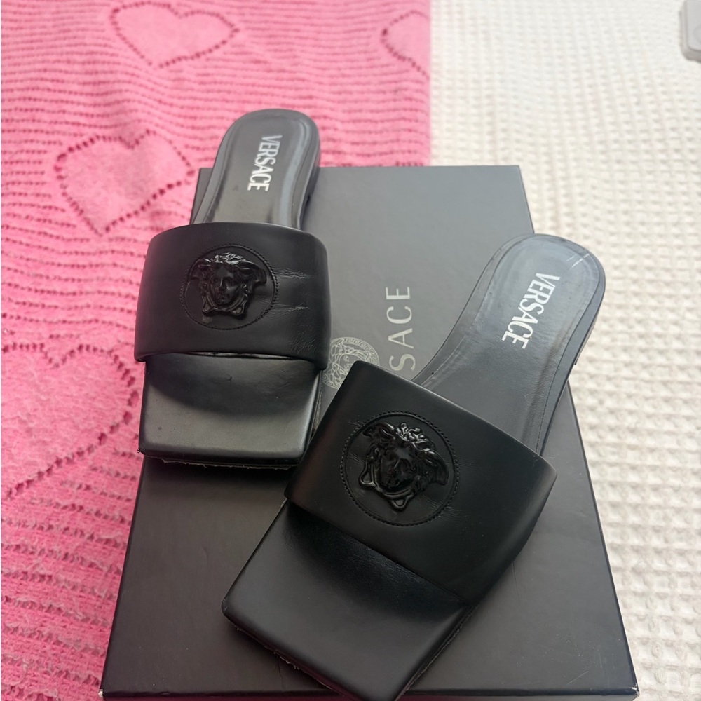 Versace Black Medusa Slide Sandals